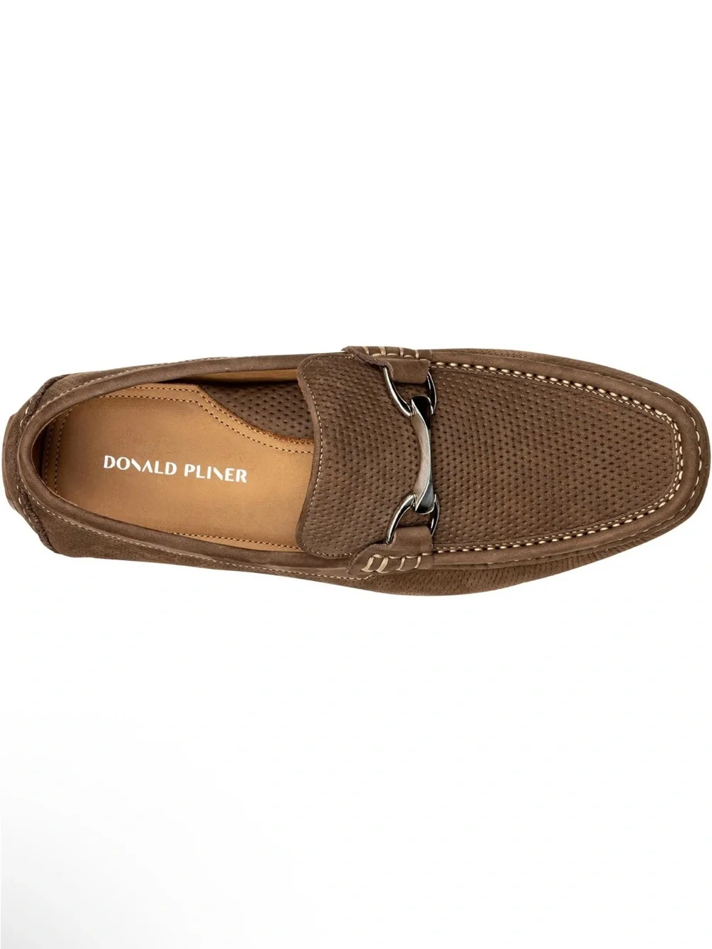 Donald Pliner Men's Brown Suede Driving Loafers with Metal Bit